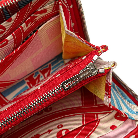 Herms Azap Compact Silk In Silver Hardware Bifold